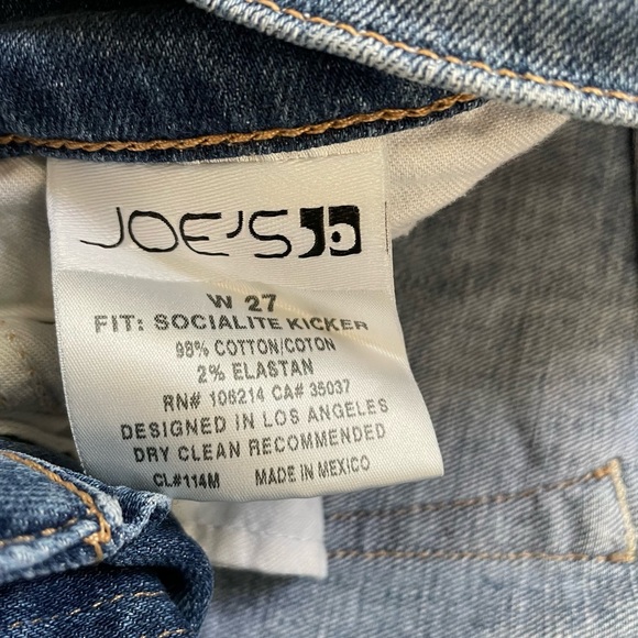 JOE’S Jeans Socialite Kicker, Elizabeth wash cropped, cuffed jeans, size W27 - Picture 10 of 13